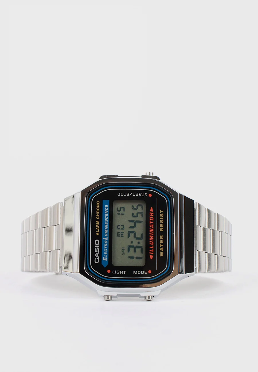 Classic Digital Watch (A168WA-1W) - Silver/Black - Image 4