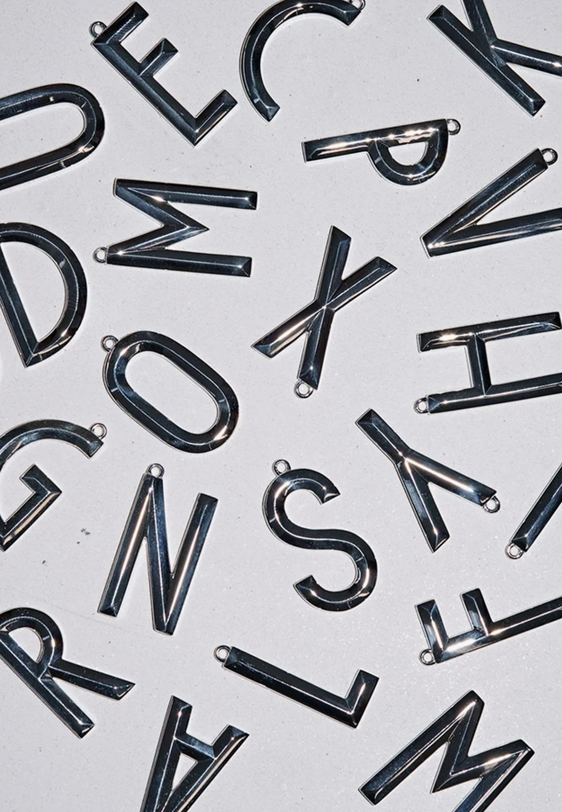 Faceted Letter Necklace - Silver - Image 3