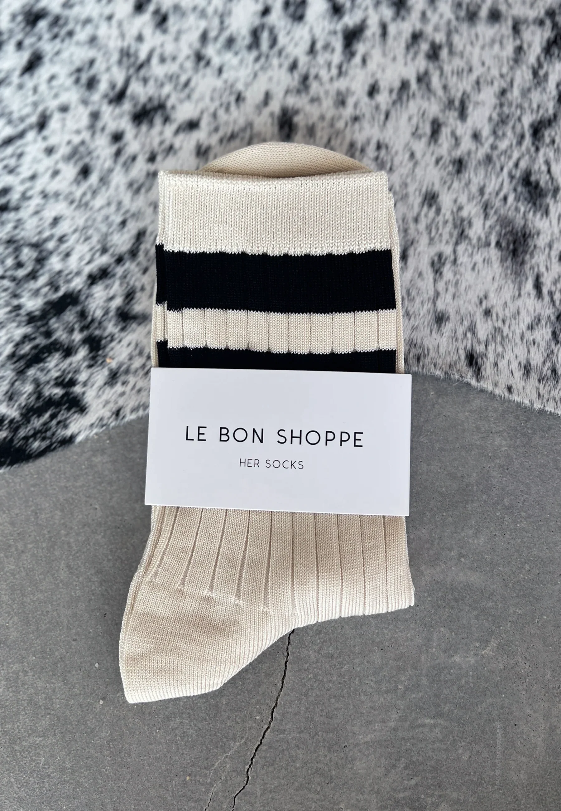 Her Varsity Socks - Cream Black - Image 4
