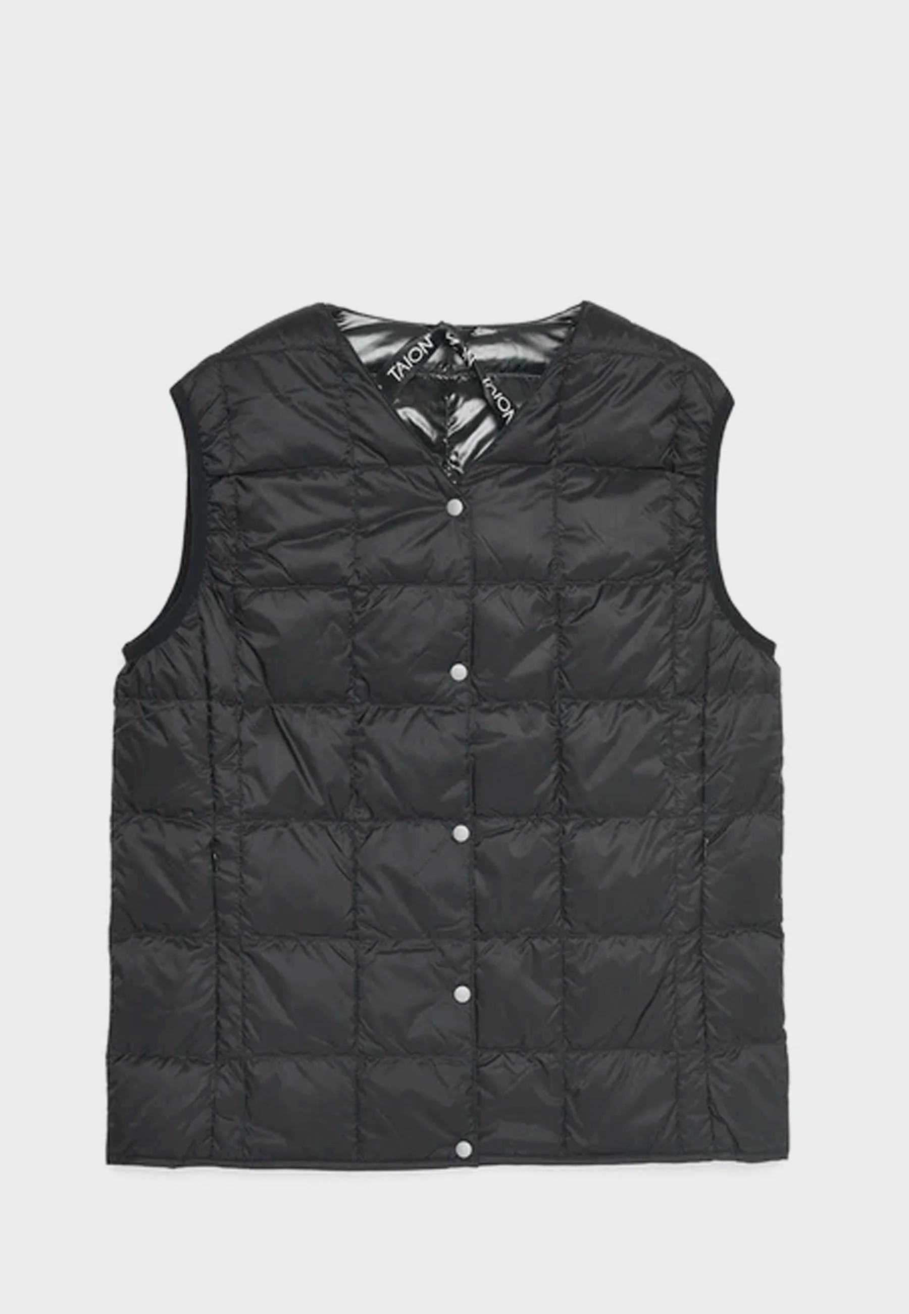Womens V Neck Button Down Vest - black - Image 3