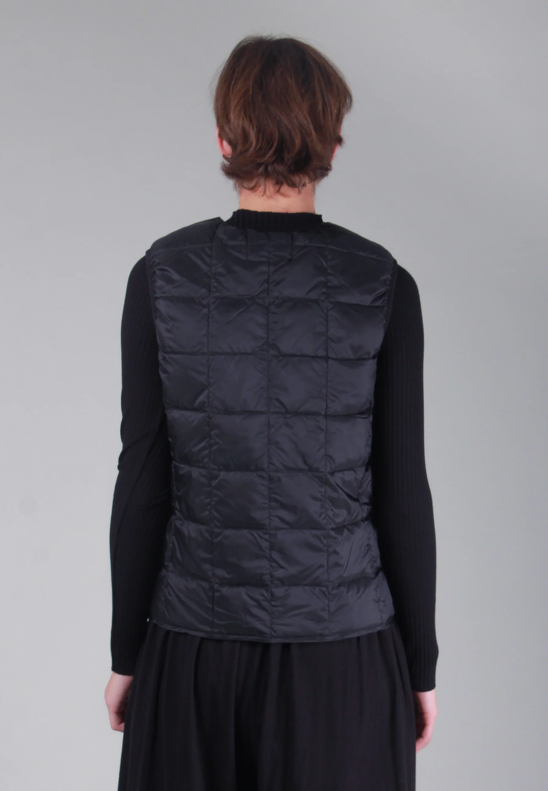 Womens V Neck Button Down Vest - black - Image 6